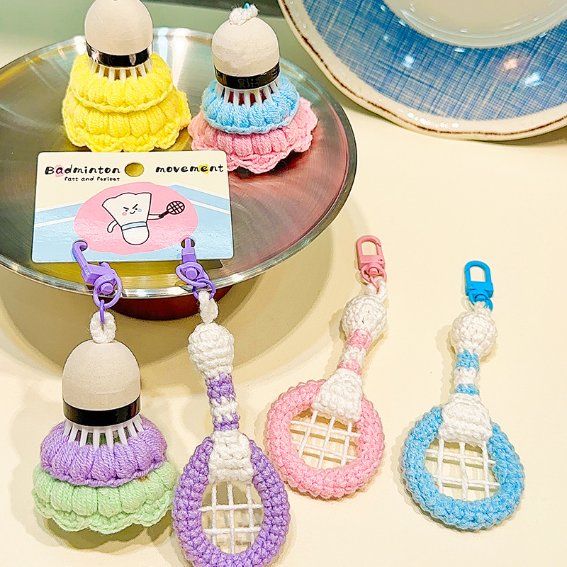 Badminton Yang Yang - Handgemaakte haakgebreide badmintonset hangende ornament -